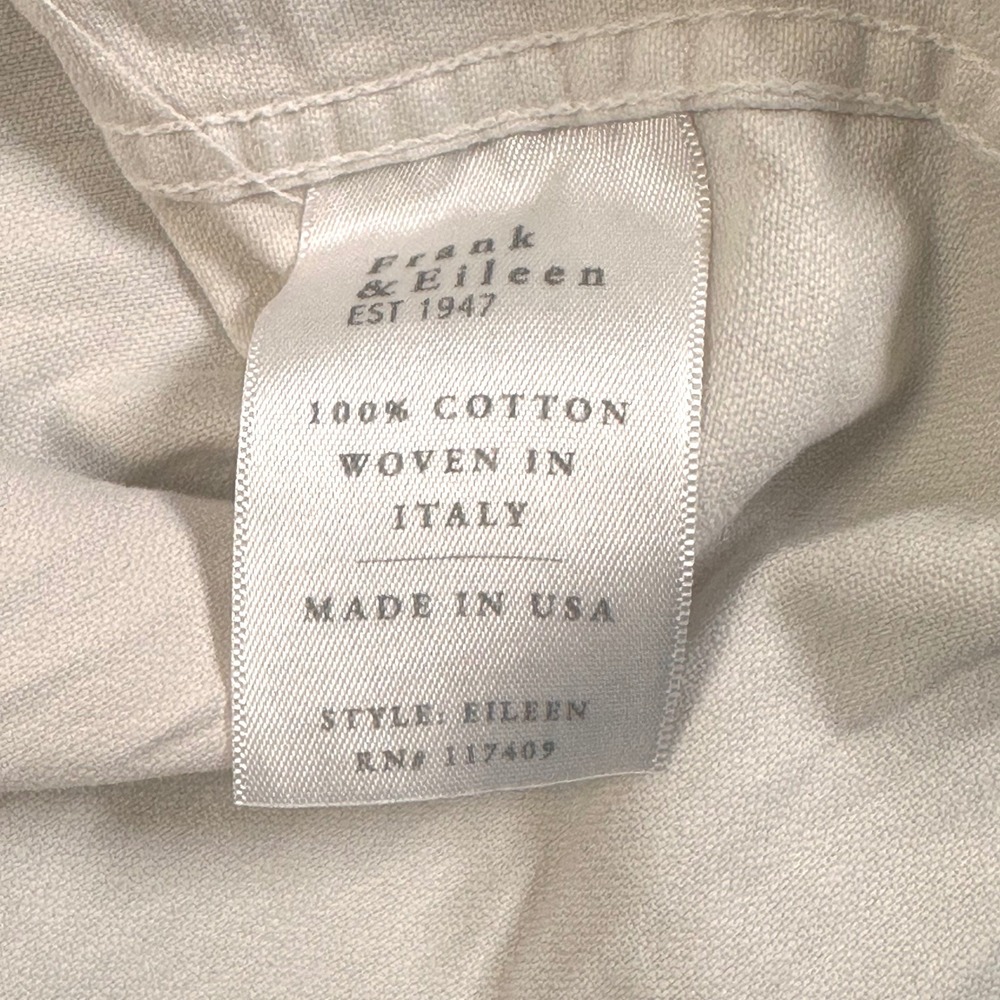Frank & Eileen Eileen Off White Cotton Twill Raw Hem Button Up Shirt Large - Picture 4 of 6